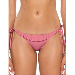 Soluna Tie Side Hipster Swim Bikini Bottom Mulberry Pink Large NWT
